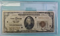 1929 Federal Reserve of New York 20 Dollar Bill
