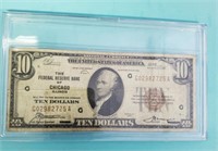1929 Federal Reserve of Chicago 10 Dollar Bill