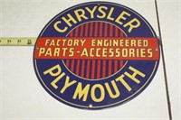 Porcelain Chrysler Plymouth Round Sign