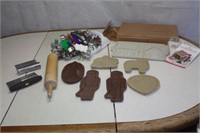 Misc. Cookie Cutters, Stoneware Mold & Rolling Pin