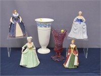 FRANKLIN MINT LADY FIGURINES, FENTON & WEDGEWOOD: