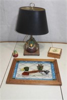 Duck Lamp, Stainglass Picture, Trinket Box & Decor