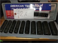 10 PC AMERICAN TOOL 1/2" DEEP IMPACT SOCKETS