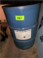 METAL 55 GALLON DRUM- WITH LID- UNSURE OF CONTENTS