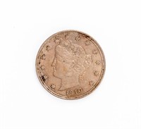 Coin 1910 Liberty Nickel "V", Choice BU
