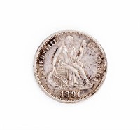 Coin 1891-O Liberty Seated Dime, XF+