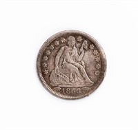 Coin 1853 Liberty Seated Dime, Choice EF