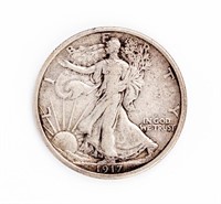 Coin 1917-S(Rev)Walking Liberty Half Dollar,XF/AU