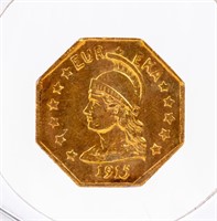 Coin 1915 Gold Token Dollar, Eureka, AU