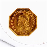 Coin 1915 Gold Token Quarter Dollar, Eureka, XF