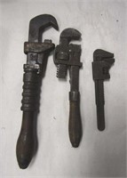 3 Antique Pipe Wrenches