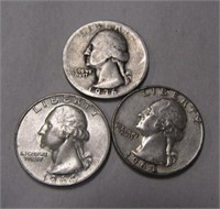 3 US 90% Silver Quarters