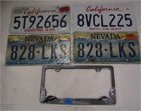 4 License Plates & License Plate Frame