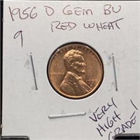 1956-D GEM BU RED WHEAT PENNY
