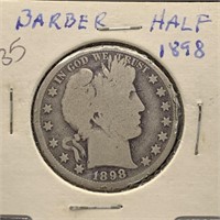 1898 BARBER SILVER HALF DOLLAR