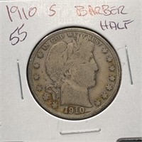 1910-S BARBER SILVER HALF DOLLAR