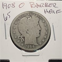 1908-O BARBER SILVER HALF DOLLAR