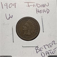 1909 INDIAN HEAD PENNY BETTER DATE