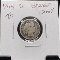 1914-D BARBER SILVER DIME