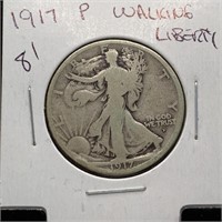 1917 WALKING LIBERTY SILVER HALF DOLLAR