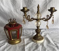 Brass & Prism Candle holder & gas lantern - WH