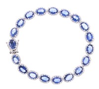 Sapphire VS2 Diamond & 14k Gold Tennis Bracelet