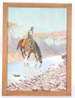 C. 1936 WJ Mead Cowboy & Horse Oil on Lead