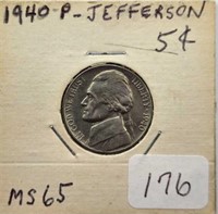 1940P  Jefferson Nickel MS65