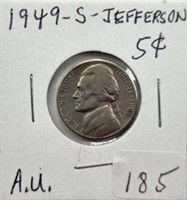 1949S Jefferson Nickel AU