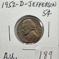 1952D Jefferson Nickel  AU