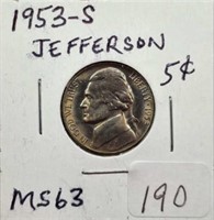 1953S Jefferson Nickel  MS63