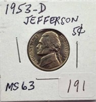 1953D Jefferson Nickel  MS63