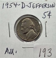 1954D Jefferson Nickel  AU