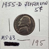 1955D Jefferson Nickel  MS63