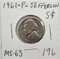 1961P Jefferson Nickel  MS63