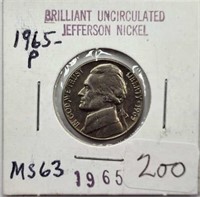 1965P Jefferson Nickel  Ms63