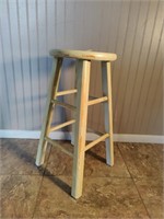 Folk art painted stool with crow.