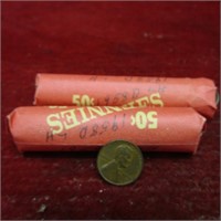 (2)Rolls Wheat cents. 1958-D.