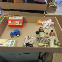Native American dolls, fisher price lunch box &