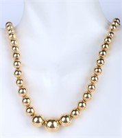 14K YELLOW GOLD LADIES BEADED NECKLACE