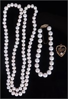 14K YELLOW GOLD ASSORTED PEARL LADIES JEWELRY (3)