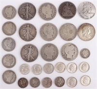 90% SILVER ASSORTED US COINS - LOT OF 29