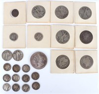 90% SILVER ASSORED US COINS - LOT OF 24