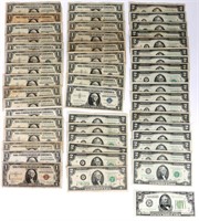 US SILVER CERTIFICATES, $2, & $50 NOTES -$117 FACE