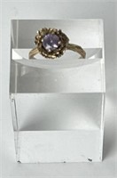 10K Gold and Synthetic Alexandrite Flower Ring