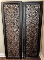 Ornately Carved Wooden Floral Wall Hanging