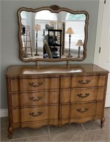 Joskey's 6 Drawer Fruitwood Dresser with Mirror