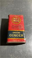 Red and White Ground ginger tin