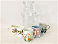 Large Glass Jar + Coffee Mugs