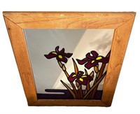 Vintage Floral Stained Glass Mirror